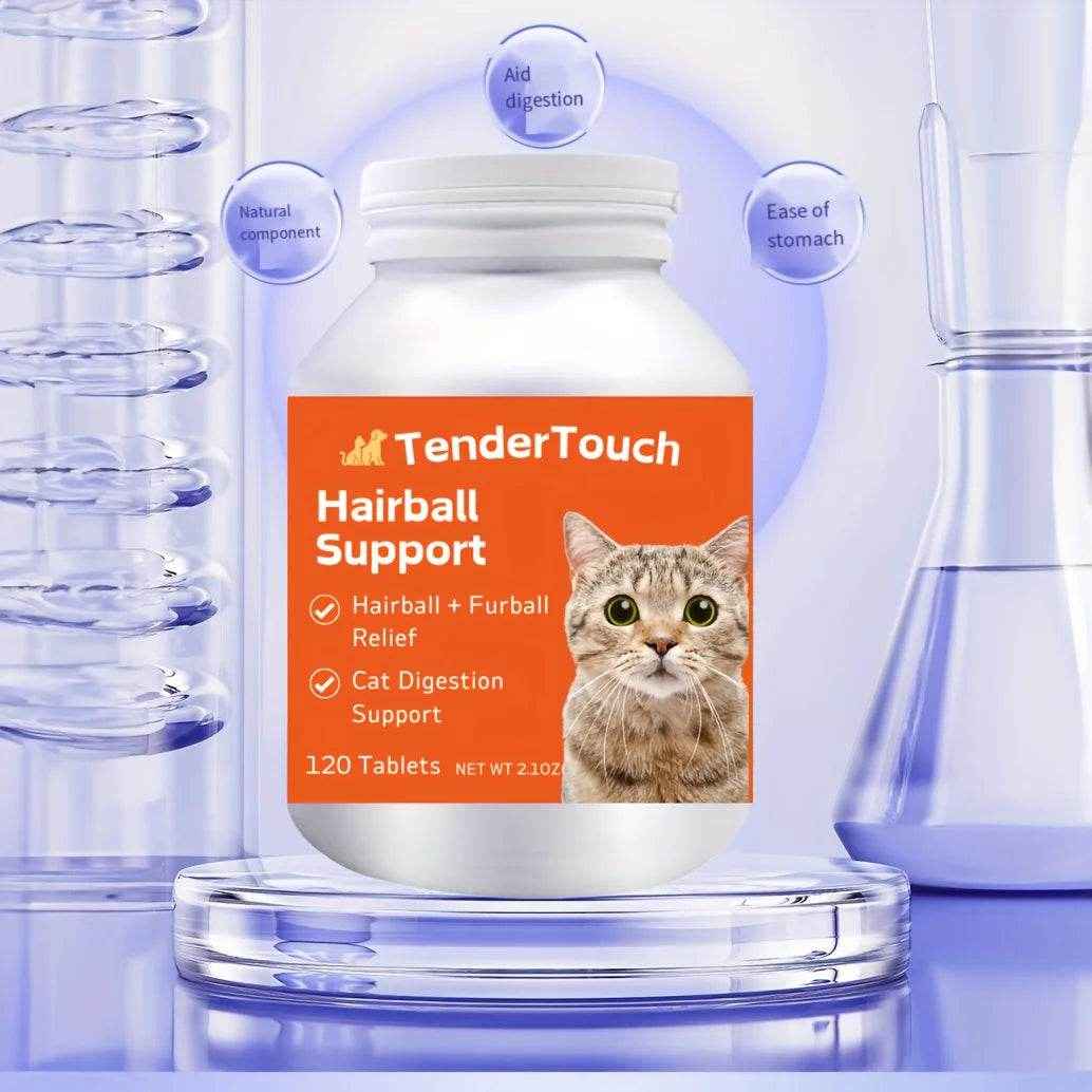 Hairball - 200 Tablets- Hairball Aid Supplement for Cats &amp; Vitamins for Hairball Control and Digestive Support, Helps Eliminate