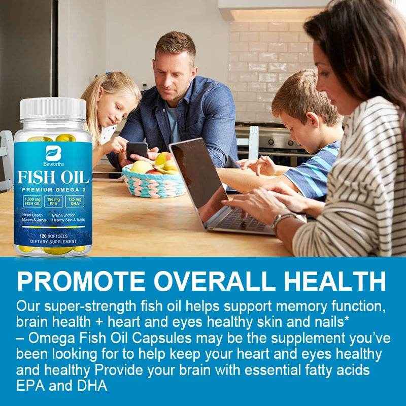 BEWORTHS Omega-3 Fish Oil Supplement High in EPA + DHA for Heart, Brain and Immune Support Nutrition Dietary Supplement