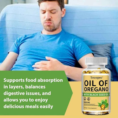 Oregano Oil Supplement with Black Seed Oil - Balanced Digestion and Gut Health