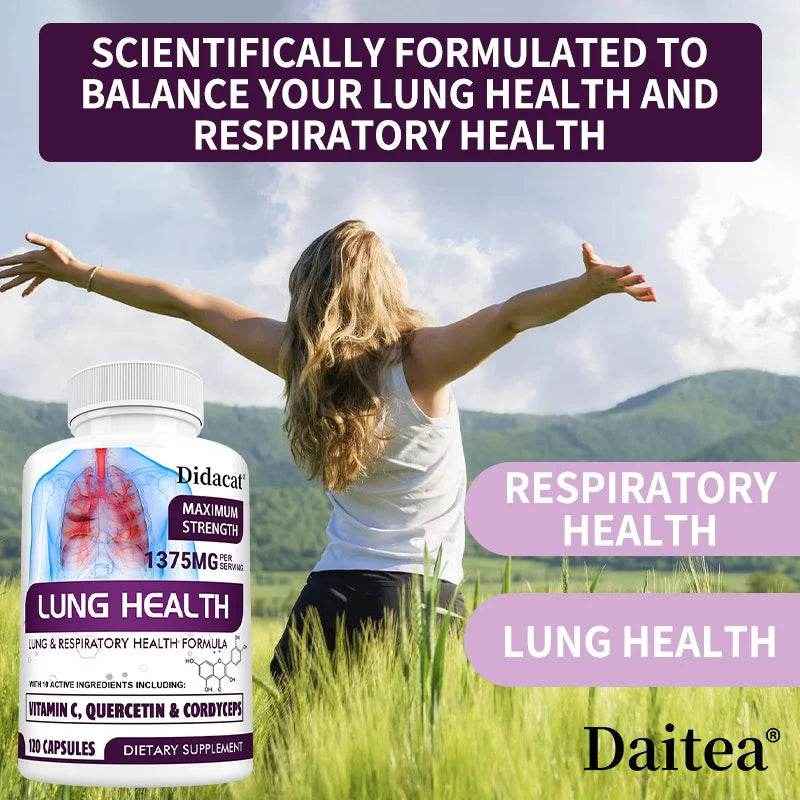 Lung Health Supplement, Detox, Cleanse, Lung Support, Respiratory Health with Vitamin C, Quercetin, Cordyceps