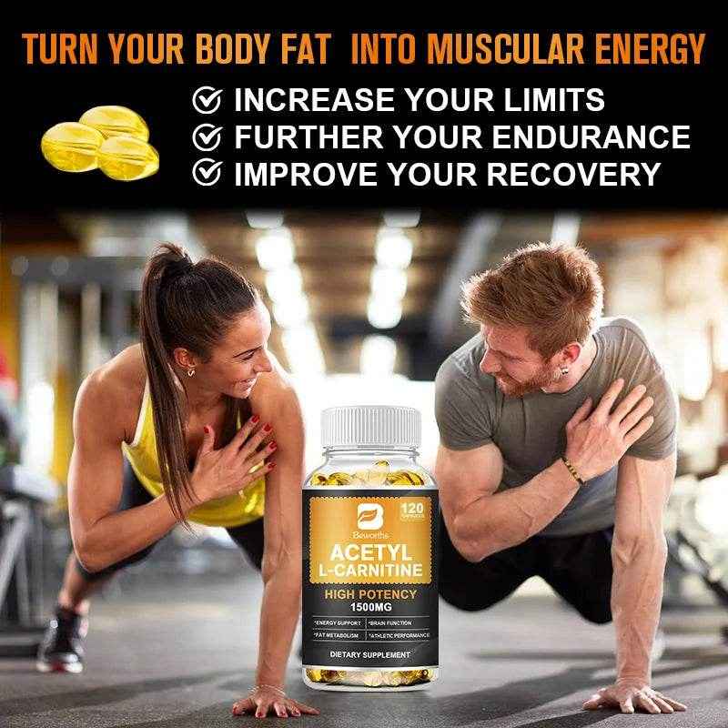 BEWORTHS L-Carnitine Capsules Citruline Promote Muscle Growth Energy Support Anti-fatigue Exercise Dietary Gym Supplement