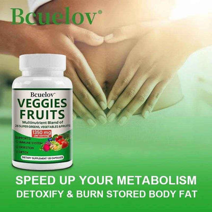 Bcuelov Vegetable and Fruit Supplement -1350 Mg - Supports Immune, Digestion, Detoxification - 120 Capsules