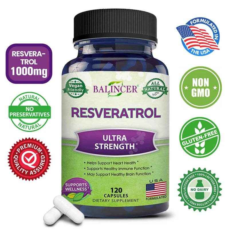 Balincer Resveratrol Capsules Support Cardiovascular Health, Antioxidants, Improve Immunity, and Promote Smooth Skin
