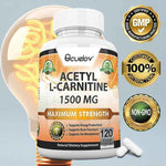 Acetyl L-Carnitine 1500 mg, Supports Efficient Energy Production, Brain Function, Fat Metabolism, 120 Capsules