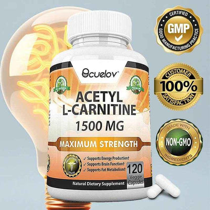 Acetyl L-Carnitine 1500 mg, Supports Efficient Energy Production, Brain Function, Fat Metabolism, 120 Capsules