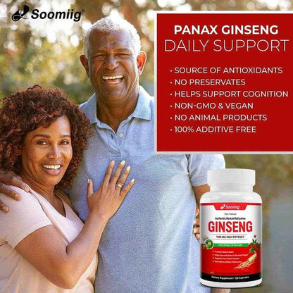 Authentic Korean Red Ginseng Capsules, Powerful Ginsenosides, Energy Supplement - Supports Immunity and Energy, 120 Capsules