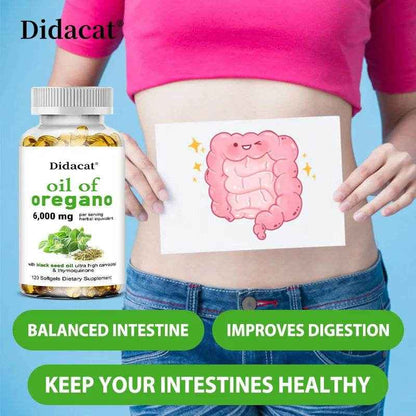 Oregano Oil 6000mg Softgels with Black Seed Oil Strength For Gut Health, Digestive Health, Immune Support