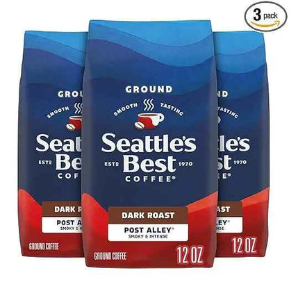 Seattle’s Best Dark Roast Ground Coffee – Post Alley, 100% Arabica, 3×12 oz Bags