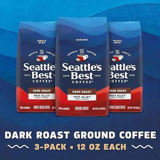 Seattle’s Best Dark Roast Ground Coffee – Post Alley, 100% Arabica, 3×12 oz Bags