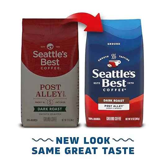 Seattle’s Best Dark Roast Ground Coffee – Post Alley, 100% Arabica, 3×12 oz Bags