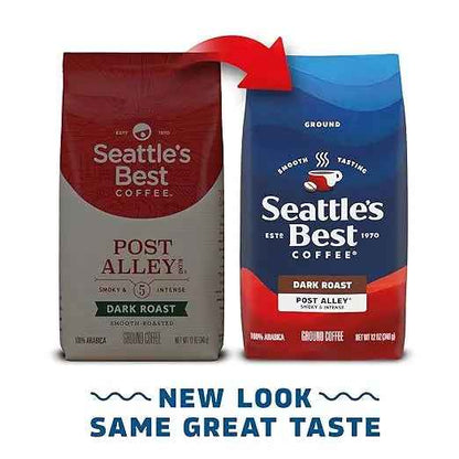 Seattle’s Best Dark Roast Ground Coffee – Post Alley, 100% Arabica, 3×12 oz Bags