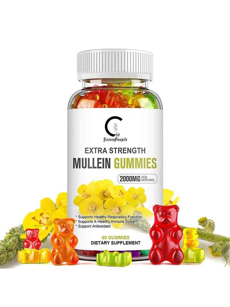 Mullein Gummies for Lung Cleanse, Extra Strength Mullein Leaf Extract, Deep Sleep Better Boost Immune System Iherbal Supplement