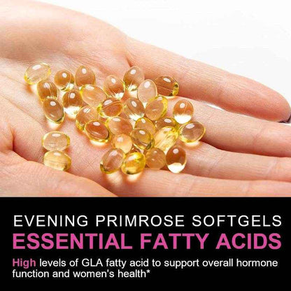 Evening Primrose Oil Supplement Capsules - Promotes Healthy Skin &amp; Cardiovascular Health - Nutritional Support for Women