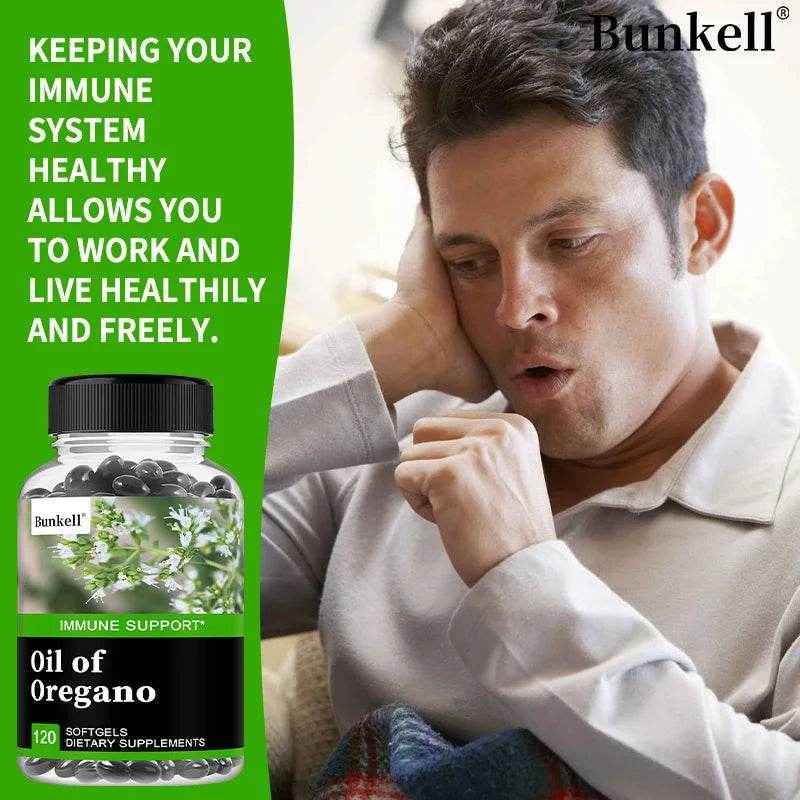 Oregano Oil, Vegan Liquid Capsules - Immune and Gut Support Supplement for Digestive Health