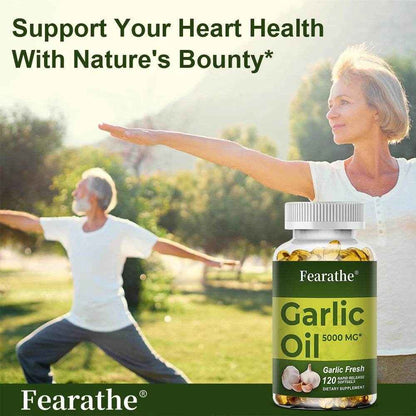 Garlic Oil Capsules, organic extract, promotes healthy cholesterol levels, immune system support