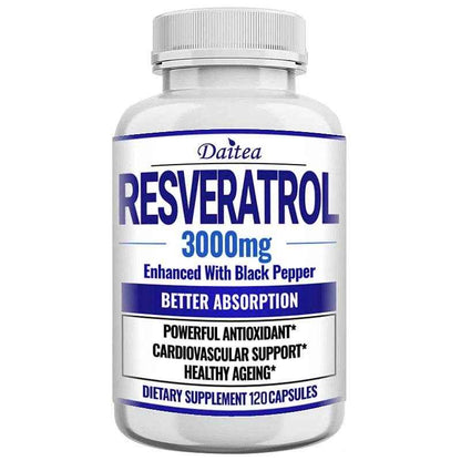 Natural Resveratrol Antioxidant Supplement - Balances Body Energy, Skin Cell Health, Brain Function and Immune System
