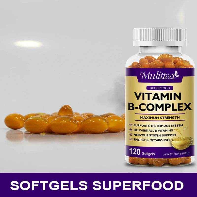 Mulittea Vitamin B Complex Capsules Help Relieve Fatigue Improve Digestion Reduce Stress Better Mood Support Immune Supplement