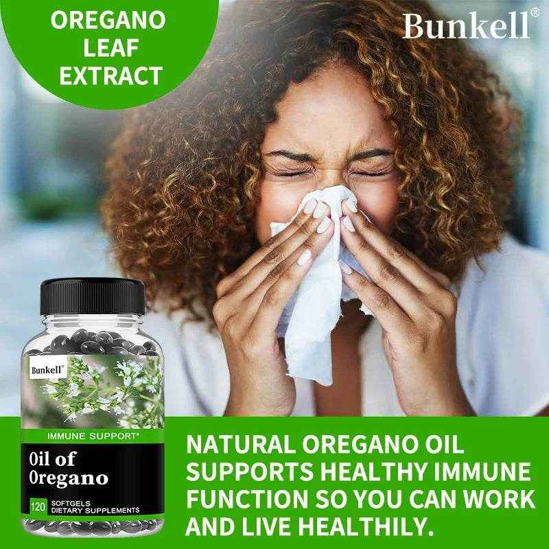 Oregano Oil, Vegan Liquid Capsules - Immune and Gut Support Supplement for Digestive Health