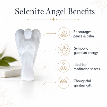 Selenite Crystal Angel Pocket Guardian  DestGlow