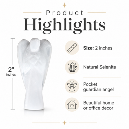Selenite Crystal Angel Pocket Guardian  DestGlow
