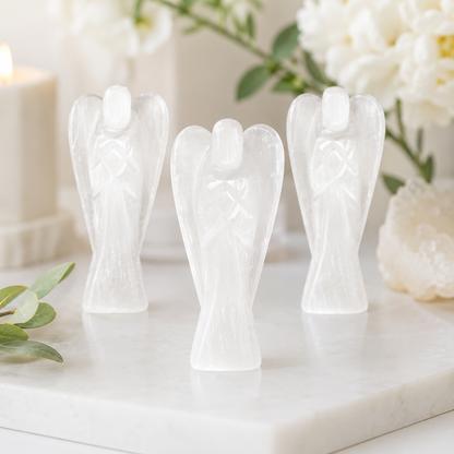 Selenite Crystal Angel Pocket Guardian  DestGlow