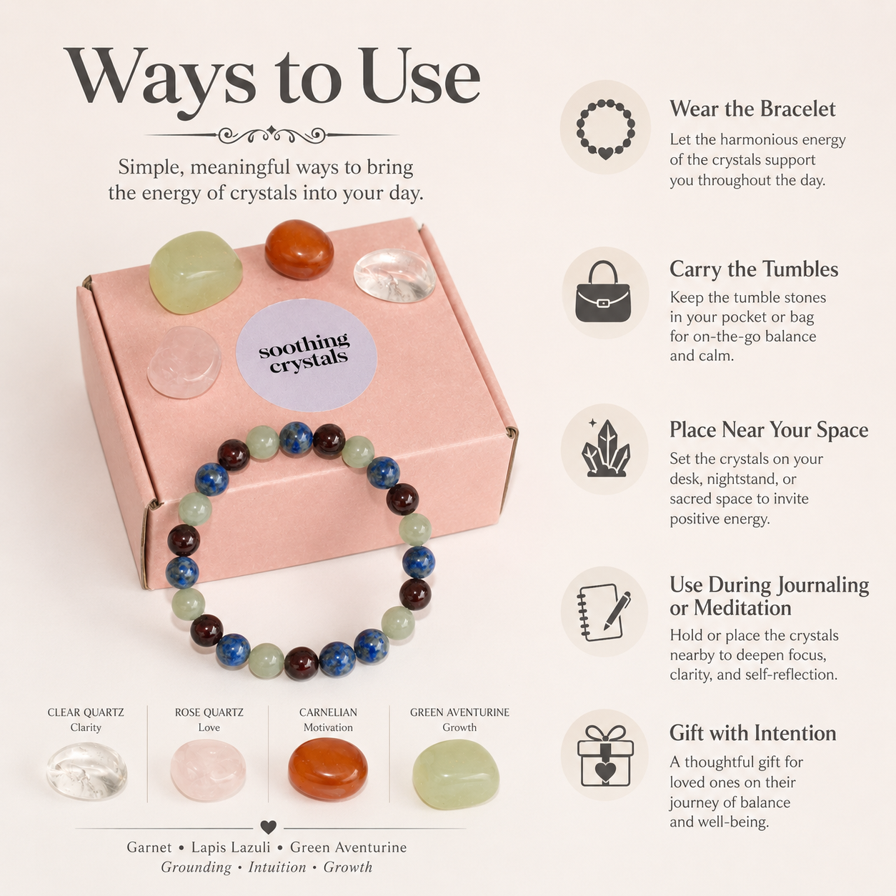 Encourages SELF-DISCOVERY Crystal Kit, Gemstone Tumble Kit, Self-Discovery Crystal Gift Set