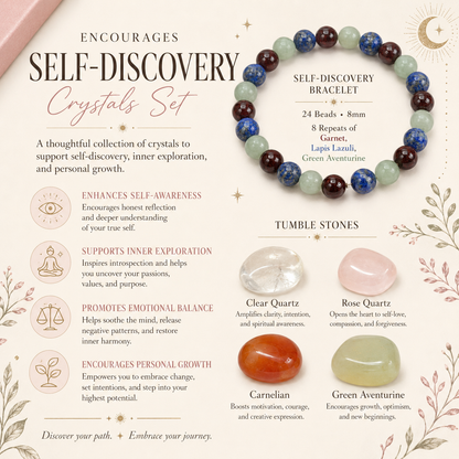Encourages SELF-DISCOVERY Crystal Kit, Gemstone Tumble Kit, Self-Discovery Crystal Gift Set