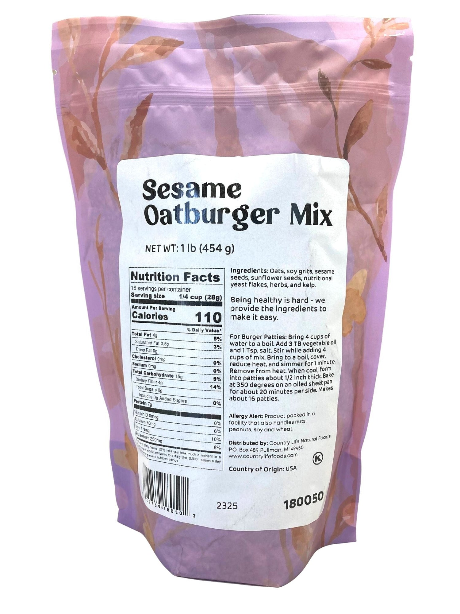 Sesame Oatburger Mix by Country Life Natural Foods