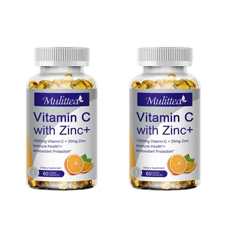 Mulittea Premium Vitamin C and Zinc for Energy Production Improve complexion Brighten skin with daily vitamin supplements