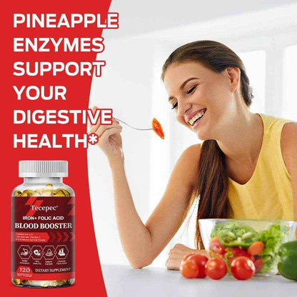 With Iron + Folic Acid, Vitamin C, B12, Blood Booster, Supports Energy, Hemoglobin &amp; Immunity, 120 Capsules