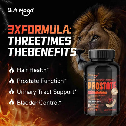 Quit mood - Advanced Prostate Support | Stinging Nettle, Pumpkin Seed Oil &amp; African Plum Extract | 60 Caps - Men’s Health Focus