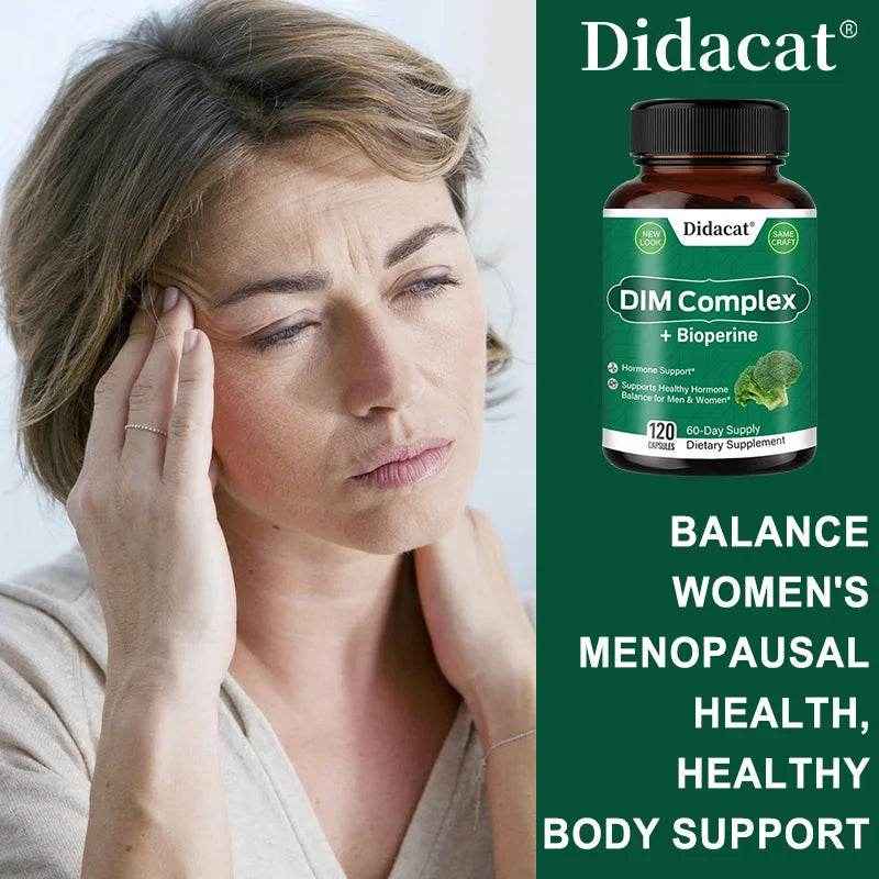 DIM Complex, Black Pepper Extract, Prostate Health Support, Balances Male and Female Hormone Levels, 120 Capsules