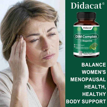 DIM Complex, Black Pepper Extract, Prostate Health Support, Balances Male and Female Hormone Levels, 120 Capsules