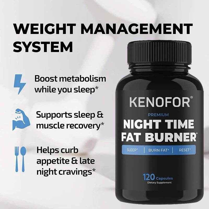 Night Time Fat Burner Supplement To Reduce Belly Fat - Helps Metabolic Cleansing, Sleep Aid Appetite Suppressant &amp; Fat Burner