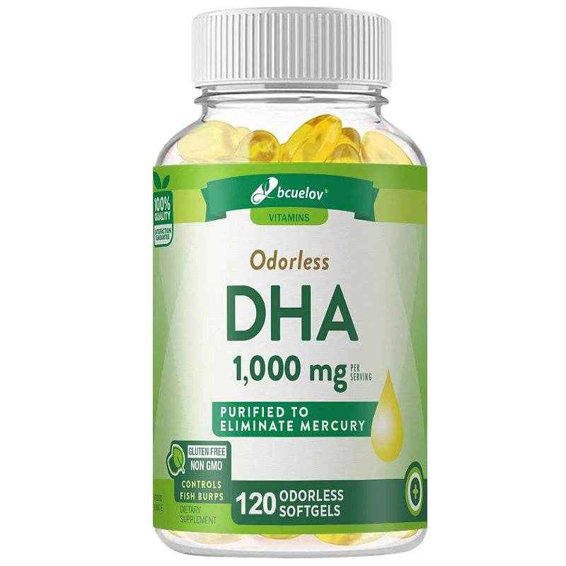 DHA Supplement, Fish Oil Omega-3 1240 mg, Supports Brain Health, Improves Focus, Mercury Free, 120 Capsules