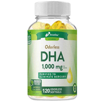 DHA Supplement, Fish Oil Omega-3 1240 mg, Supports Brain Health, Improves Focus, Mercury Free, 120 Capsules
