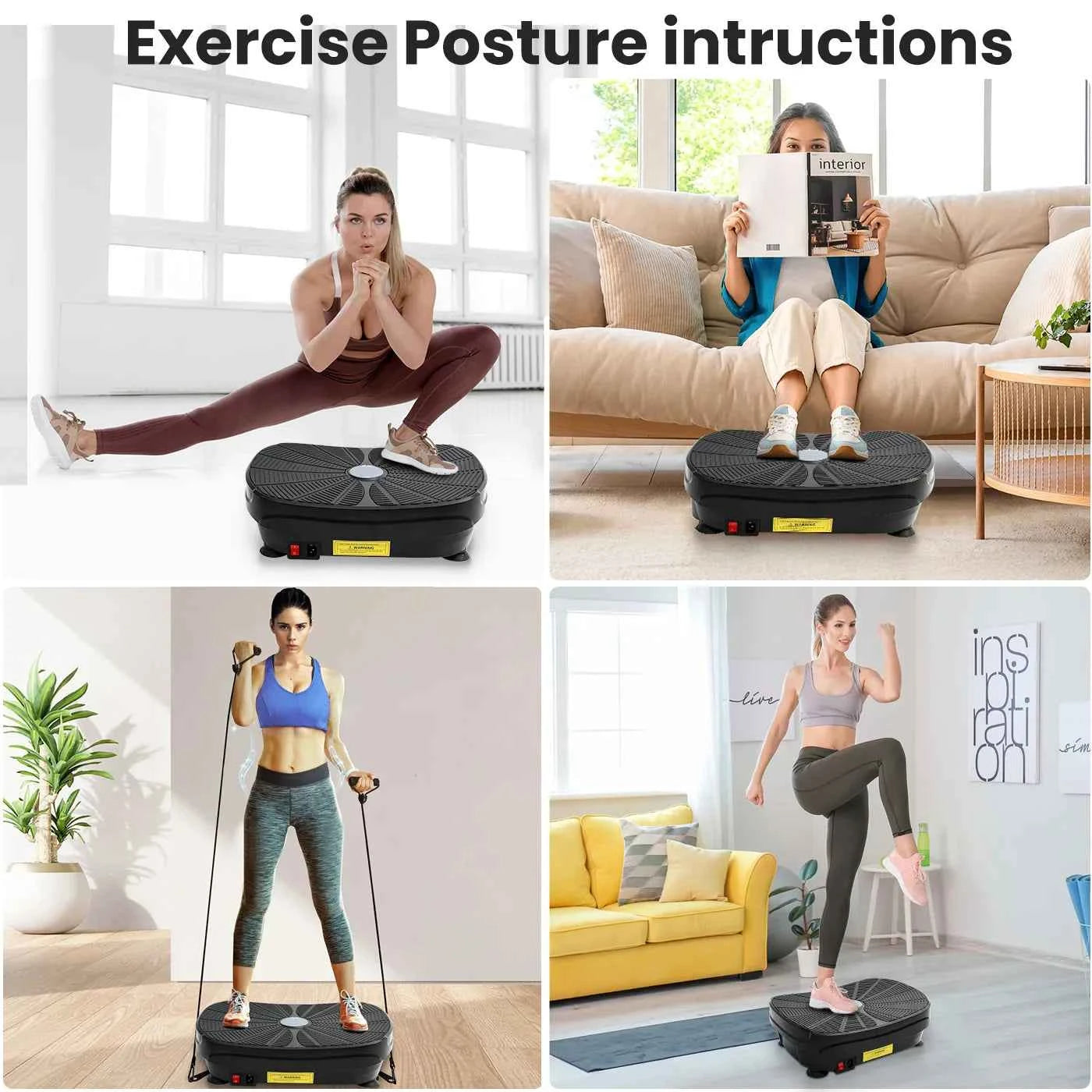 Vibration Plate Whole-Body Workout Machine with Resistance Bands
