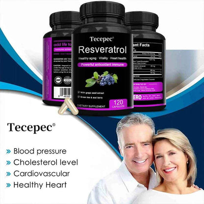 Resveratrol Supplement - Powerful Formula for Healthy Aging, Immune Support &amp; Heart Health with Green Tea Leaf &amp; Grape Seed