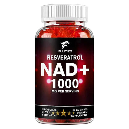 NAD+ Resveratrol Supplement Gummies - High Absorption, Energy Supplement, Daily Energy &amp; Skin Support  - 60 Gummies