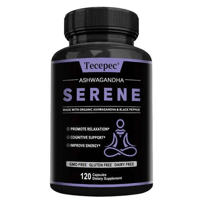 Organic Ashwagandha 1300 mg Supplement with Black Pepper Root Powder to Help Relieve Stress and Stay Calm, 120 Capsules