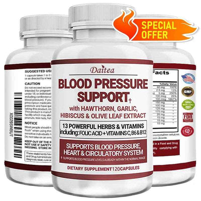 Blood Pressure Support Supplement - Supports Fat Metabolism, Blood Circulation, Healthy Brain, Heart, Blood Vessels