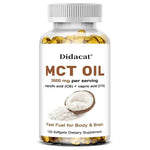 MCT Oil 3600 mg C8 C10 Capsules Ketogenic Fuel Focus, Promote Brain and Body Health, Non-GMO Coconut