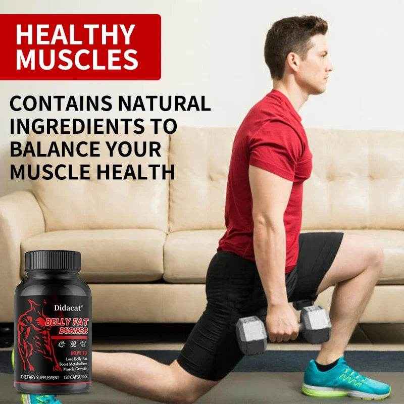 Didacat Belly Fat Burner for Men - Burn Belly Fat, Tighten Abs, Boost Muscle Growth, Metabolism - Caffeine Free