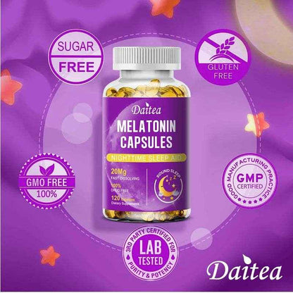 Melatonin 20 Mg Helps Promote Relaxation and Sleep, Supporting Natural Sleep Cycles - Vegan, Gluten-Free, Dairy-Free