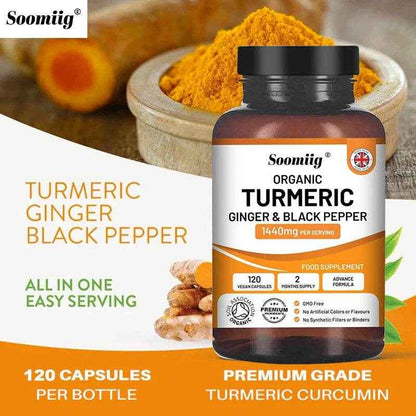 Organic Turmeric Ginger &amp; Black Pepper Blend Capsules Joint Health Supplement Helps Joint Flexibility and Cushioning