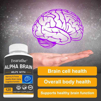 Fearathe Alpha Brain Supplement - Memory, Mental Clarity and Cognition with Vitamin B6, Focus Capsules, Non-GMO
