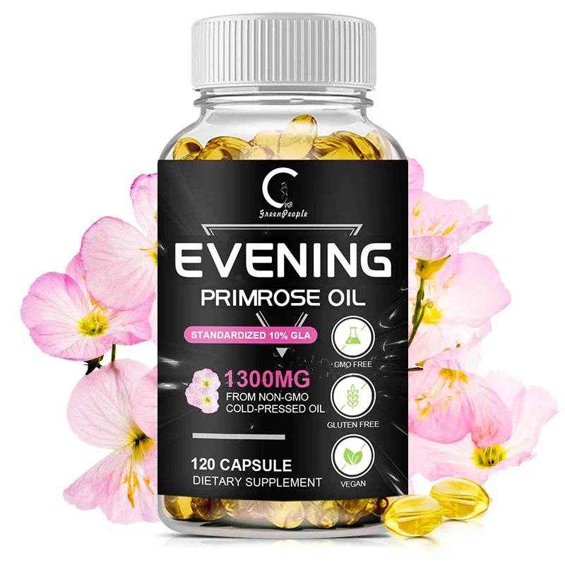 Evening Primrose Oil Supplement Capsules - Promotes Healthy Skin &amp; Cardiovascular Health - Nutritional Support for Women