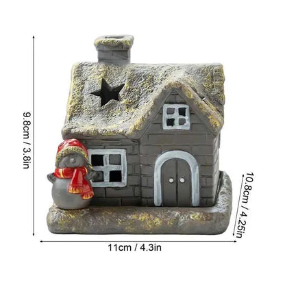 Christmas House Incense Burner - Ceramic Aroma Cone Burner with Chimney Design and Ash Catcher for Table Décor
