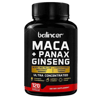 Maca Root (Black, Red, Yellow) 10,000 mg, Male Enhancement Supplement, Supports Increased Male Energy, 120 Capsules