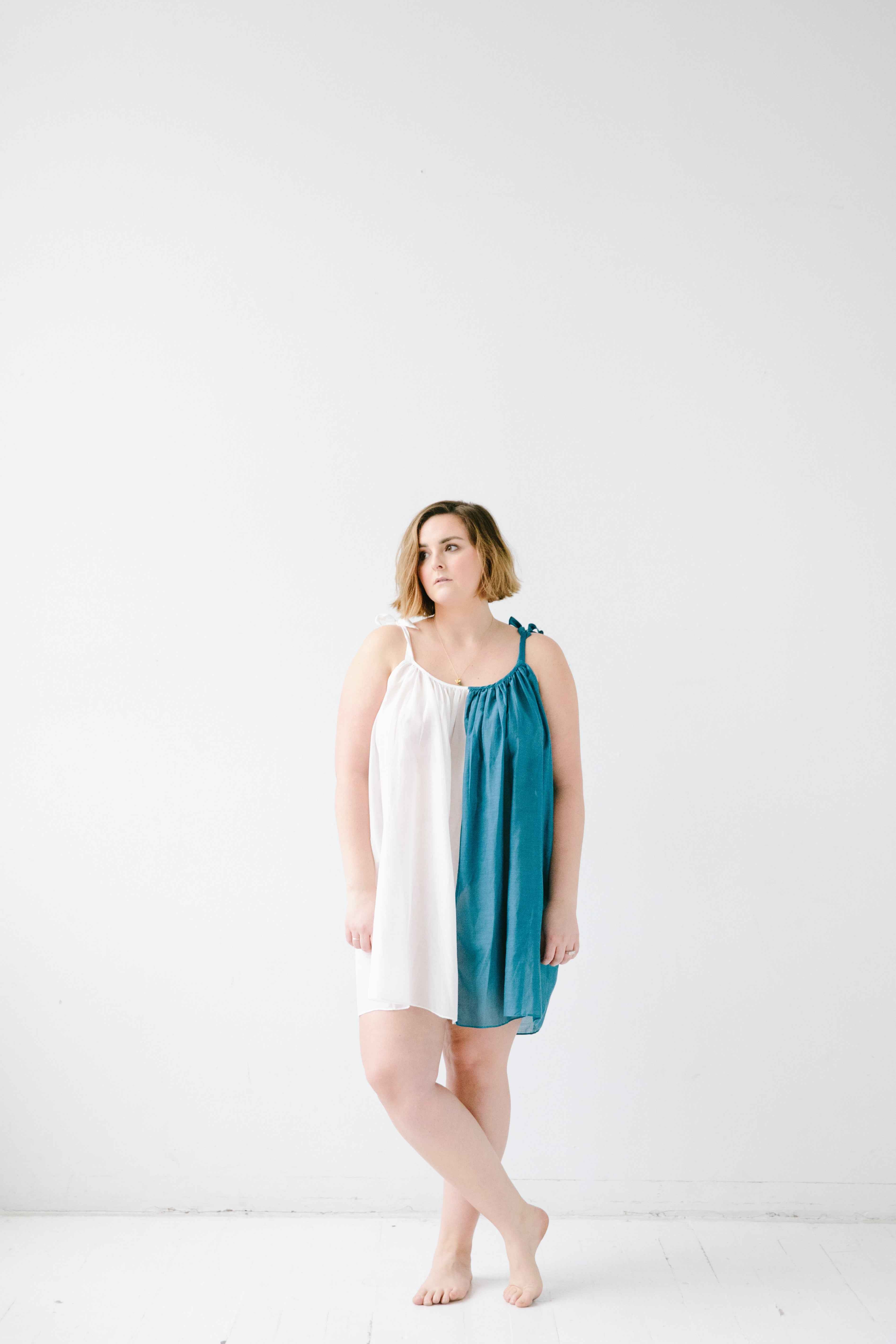 Sheer Tie Strap Babydoll in Silk Cotton Blend